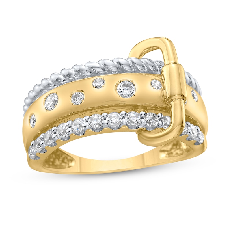 1/2 CT. T.W. Certified Lab-Created Diamond Buckle Ring in Sterling Silver and 10K Gold Plate (I/SI2)