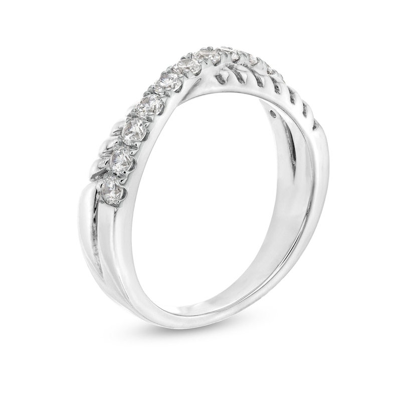 1/2 CT. T.W. Certified Lab-Created Diamond Rope Criss-Cross Ring in 14K White Gold (F/SI2)