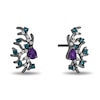 Thumbnail Image 1 of Enchanted Disney Villains Ursula Amethyst, Blue Topaz and 1/10 CT. T.W. Diamond Coral Stud Earrings in Sterling Silver