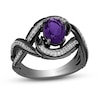 Thumbnail Image 0 of Enchanted Disney Villains Ursula Oval Amethyst and 1/5 CT. T.W. Diamond Eel Bypass Twist Ring in Sterling Silver