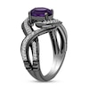 Thumbnail Image 1 of Enchanted Disney Villains Ursula Oval Amethyst and 1/5 CT. T.W. Diamond Eel Bypass Twist Ring in Sterling Silver
