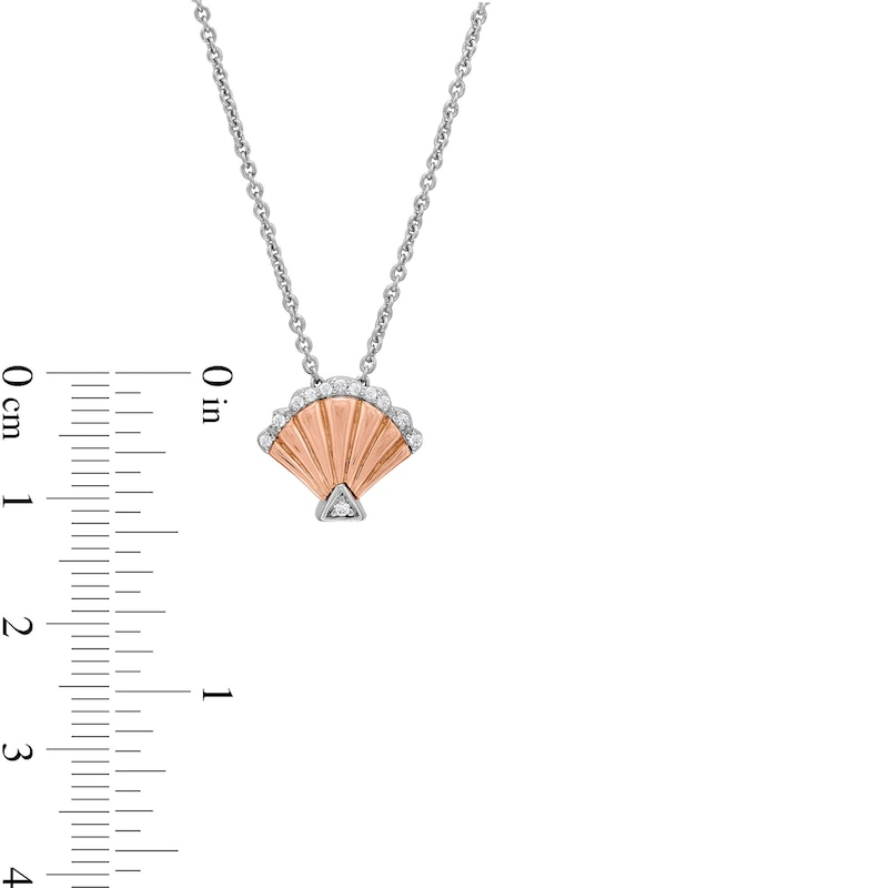 Enchanted Disney Amethyst and Diamond Seashell and Trident Two Piece Pendant Set in Sterling Silver and 10K Rose Gold