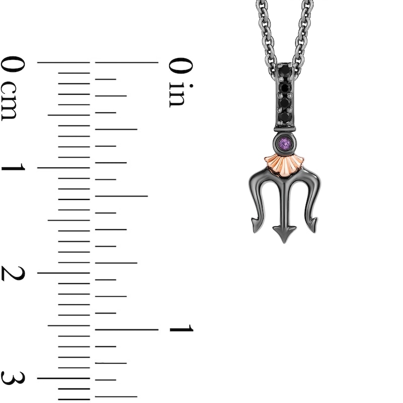 Enchanted Disney Amethyst and Diamond Seashell and Trident Two Piece Pendant Set in Sterling Silver and 10K Rose Gold