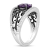 Thumbnail Image 1 of Enchanted Disney Villains Ursula Oval Amethyst and 1/5 CT. T.W. Diamond Coral Open Shank Ring in Sterling Silver
