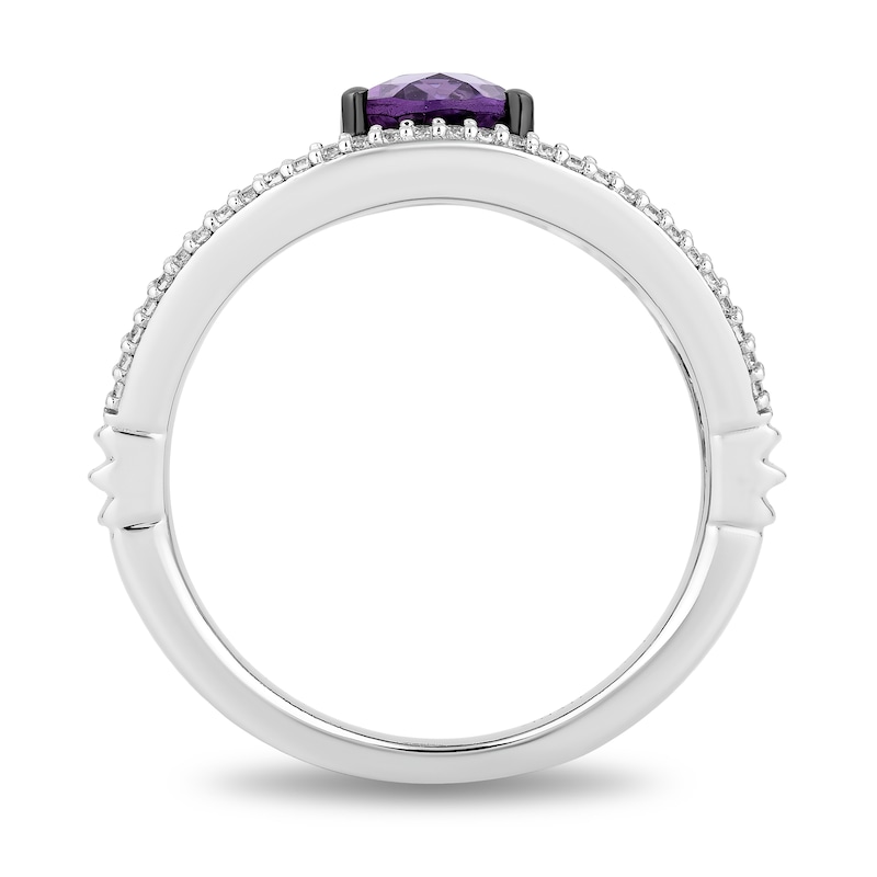 Enchanted Disney Villains Ursula Oval Amethyst and 1/5 CT. T.W. Diamond Coral Open Shank Ring in Sterling Silver